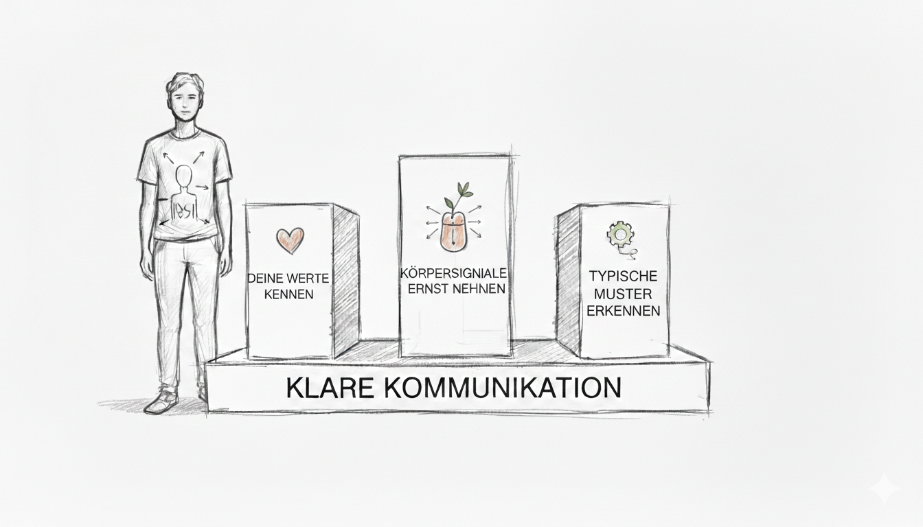 Infografik zur Zusammenfassung innerer Grenzen: Werte, Signale und Muster mit ihren jeweiligen Unterpunkten.